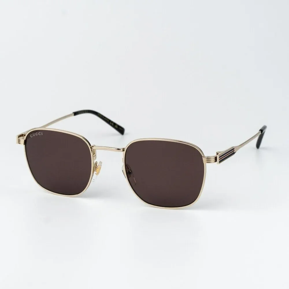Gucci Men Sunglasses Gold Brown Square GG1876S 002 NEW AUTHENTIC